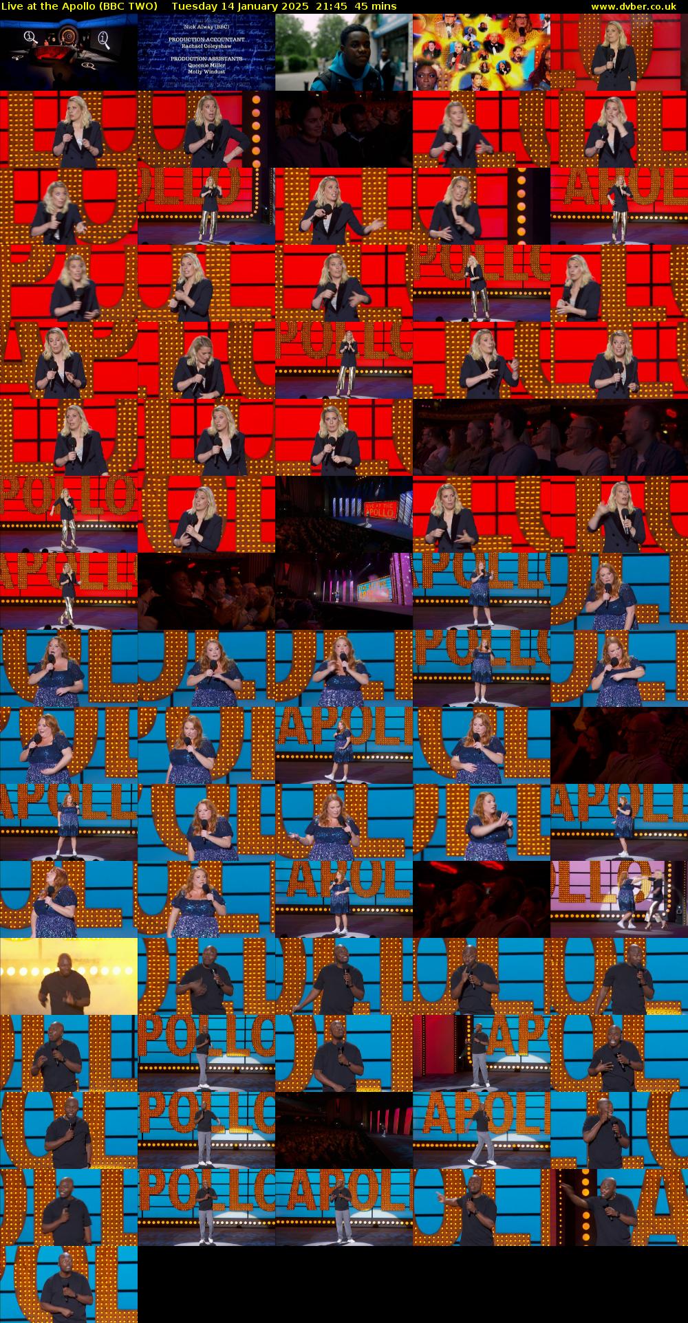 Live at the Apollo (BBC TWO) Tuesday 14 January 2025 21:45 - 22:30