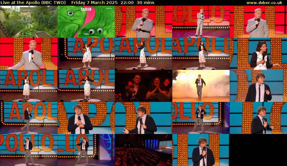 Live at the Apollo (BBC TWO) Friday 7 March 2025 22:00 - 22:30