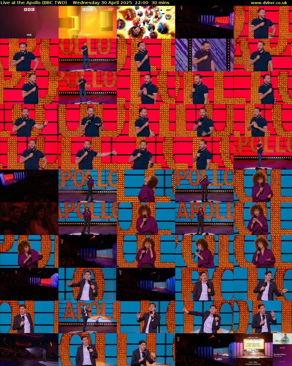 Live at the Apollo (BBC TWO) Wednesday 30 April 2025 22:00 - 22:30