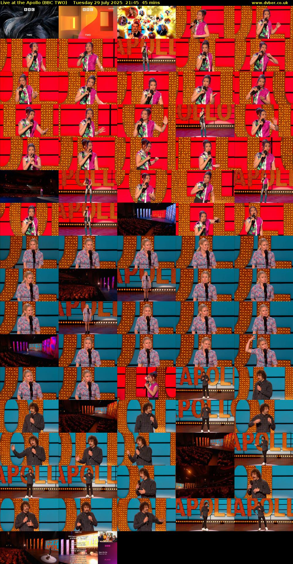 Live at the Apollo (BBC TWO) Tuesday 29 July 2025 21:45 - 22:30