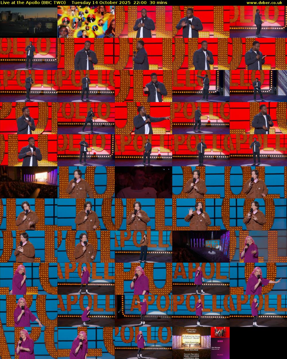 Live at the Apollo (BBC TWO) Tuesday 14 October 2025 22:00 - 22:30