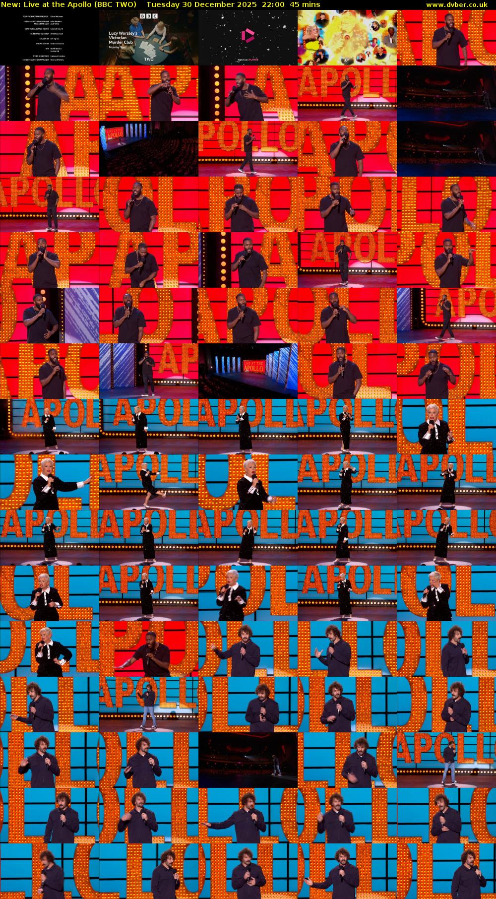 Live at the Apollo (BBC TWO) Tuesday 30 December 2025 22:00 - 22:45