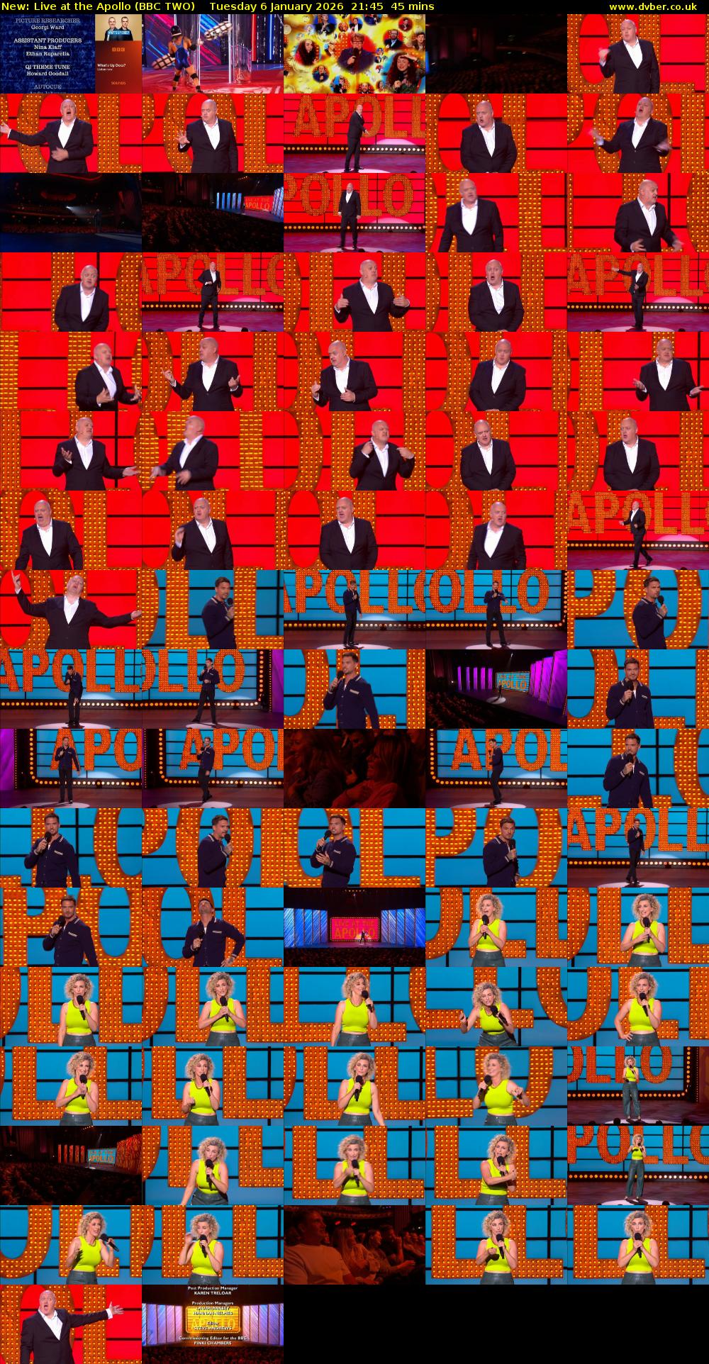 Live at the Apollo (BBC TWO) Tuesday 6 January 2026 21:45 - 22:30