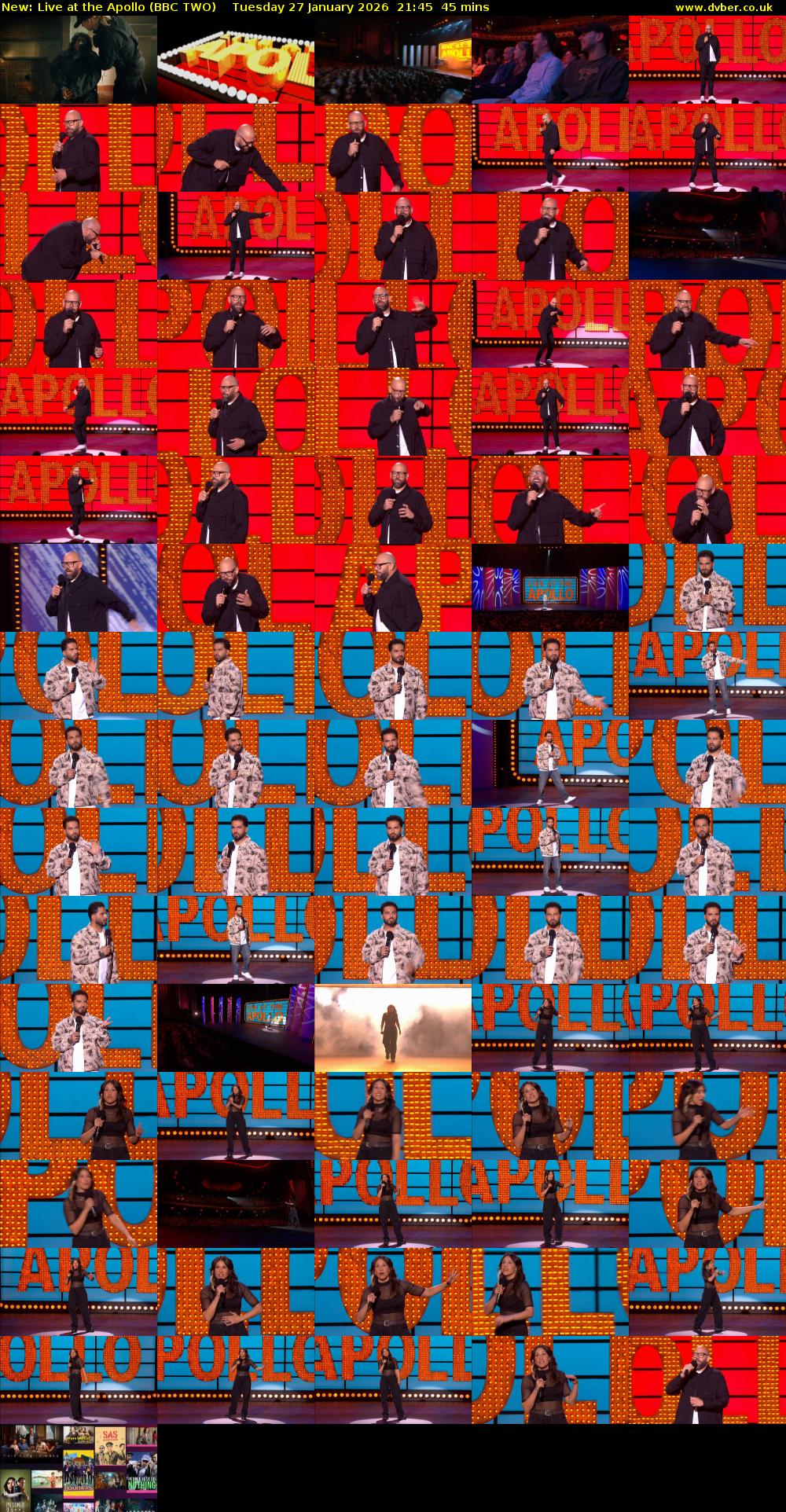 Live at the Apollo (BBC TWO) Tuesday 27 January 2026 21:45 - 22:30