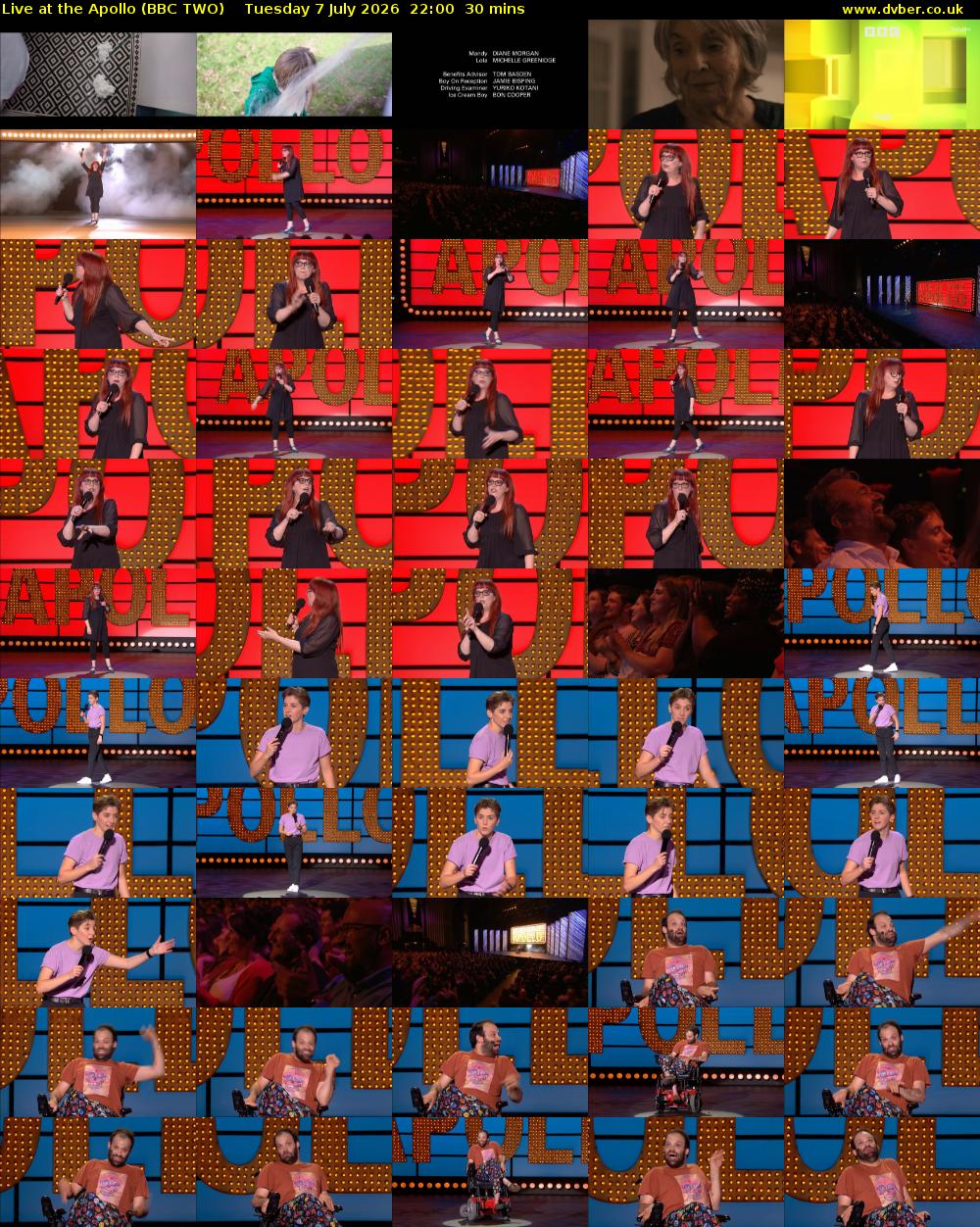 Live at the Apollo (BBC TWO) Tuesday 7 July 2026 22:00 - 22:30