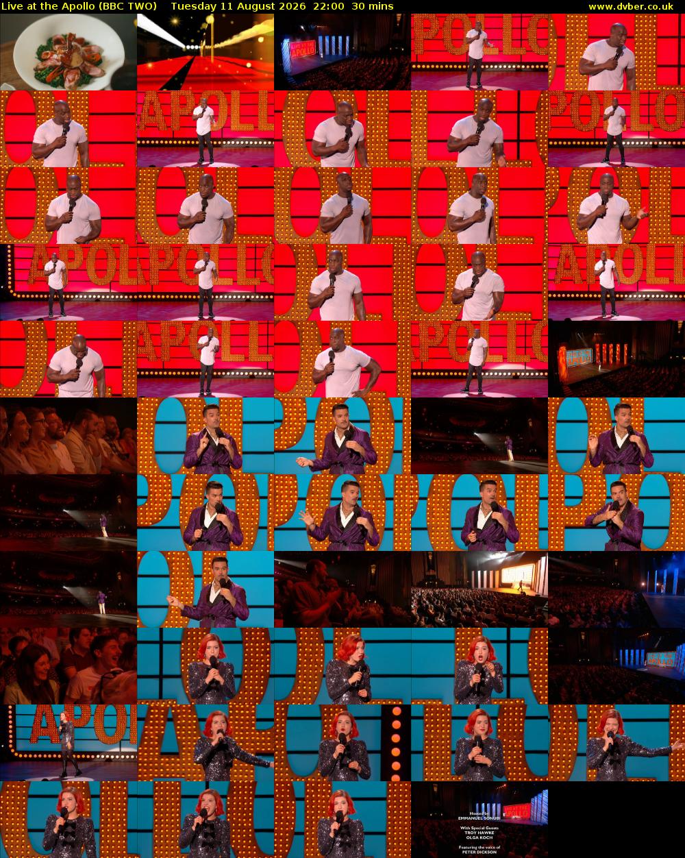 Live at the Apollo (BBC TWO) Tuesday 11 August 2026 22:00 - 22:30