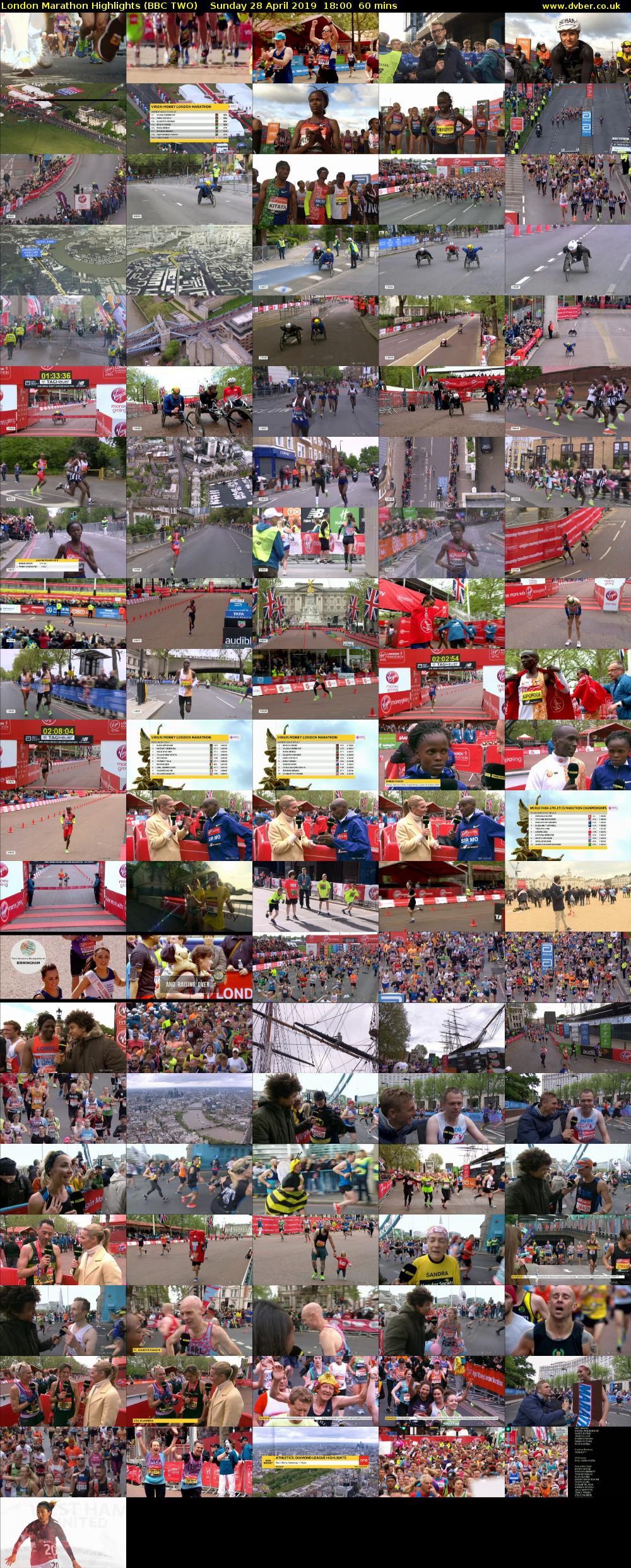 London Marathon Highlights (BBC TWO) Sunday 28 April 2019 18:00 - 19:00