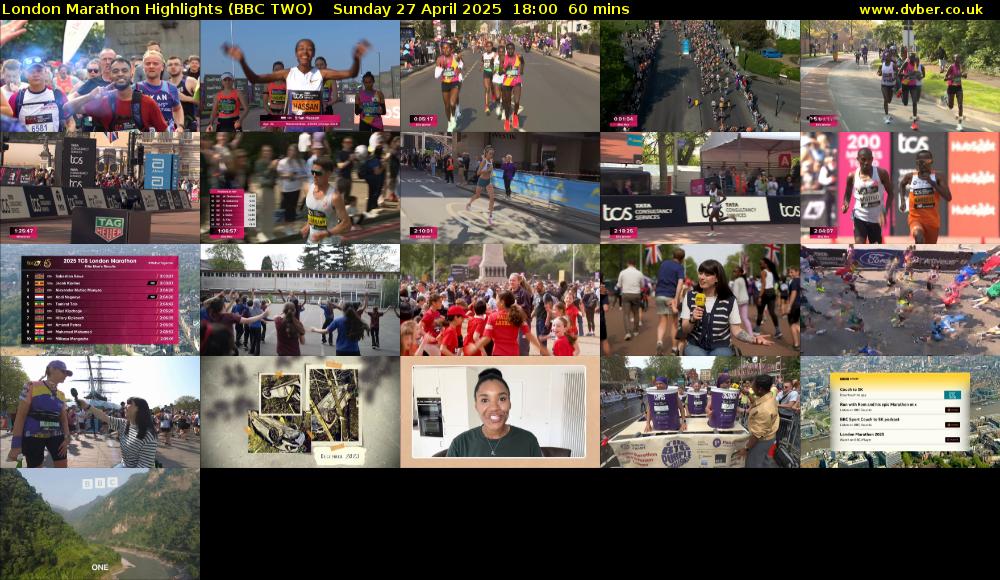 London Marathon Highlights (BBC TWO) Sunday 27 April 2025 18:00 - 19:00