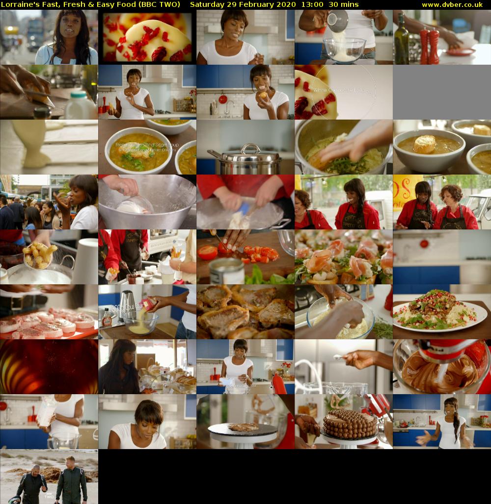 Lorraine's Fast, Fresh & Easy Food (BBC TWO) Saturday 29 February 2020 13:00 - 13:30