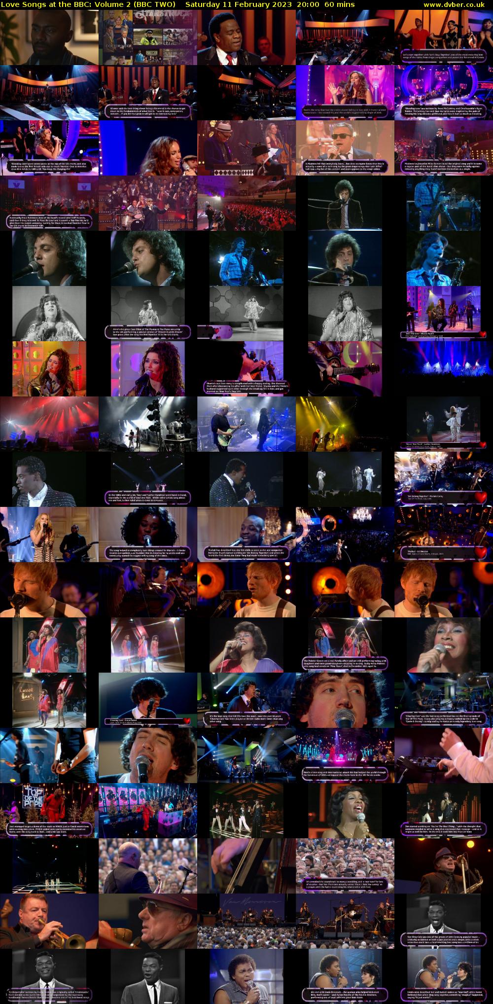 Love Songs at the BBC: Volume 2 (BBC TWO) Saturday 11 February 2023 20:00 - 21:00