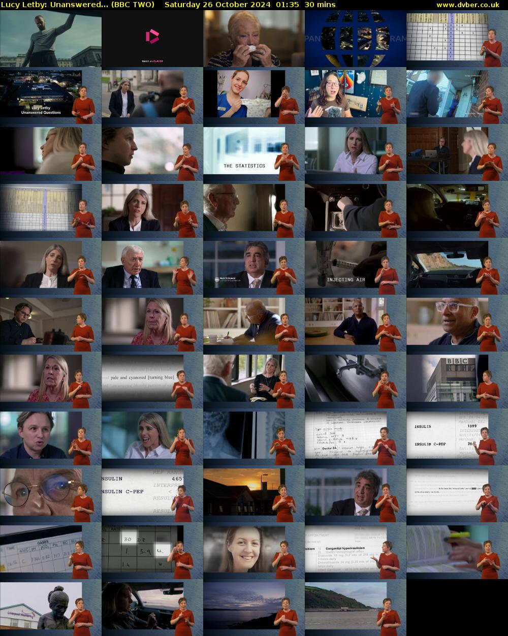 Lucy Letby: Unanswered... (BBC TWO) Saturday 26 October 2024 01:35 - 02:05