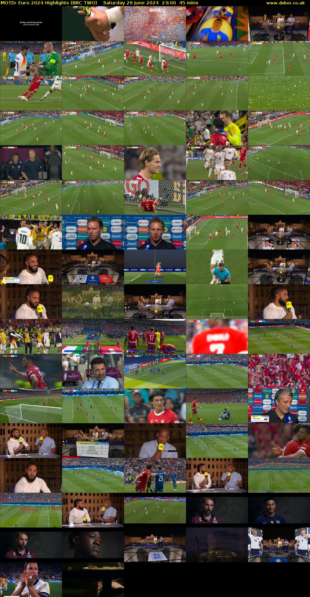 MOTD: Euro 2024 Highlights (BBC TWO) Saturday 29 June 2024 23:00 - 23:45