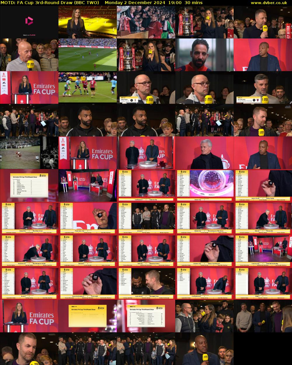 MOTD: FA Cup 3rd-Round Draw (BBC TWO) Monday 2 December 2024 19:00 - 19:30