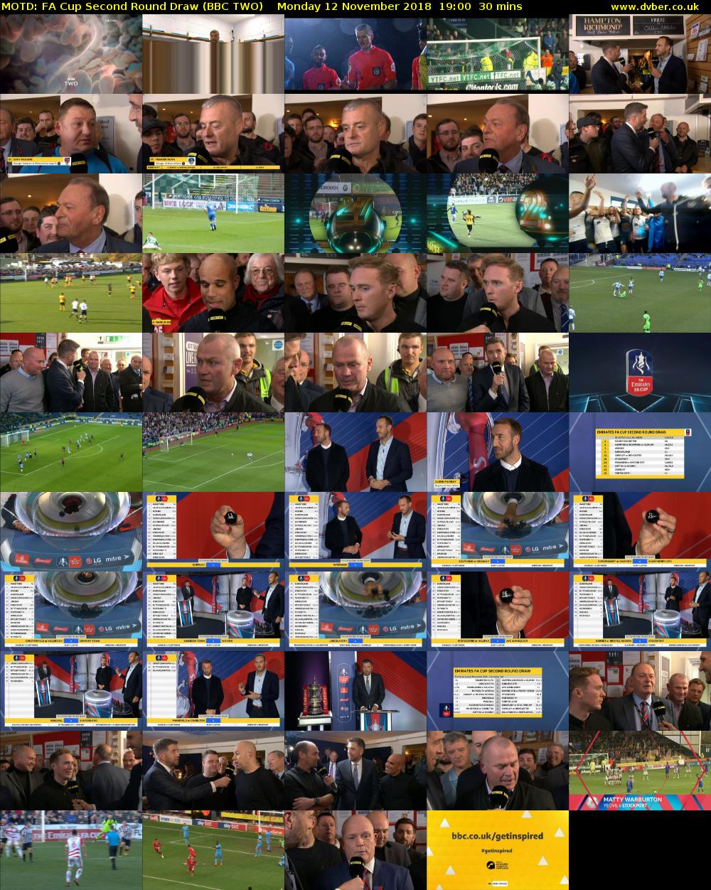 MOTD: FA Cup Second Round Draw (BBC TWO) Monday 12 November 2018 19:00 - 19:30