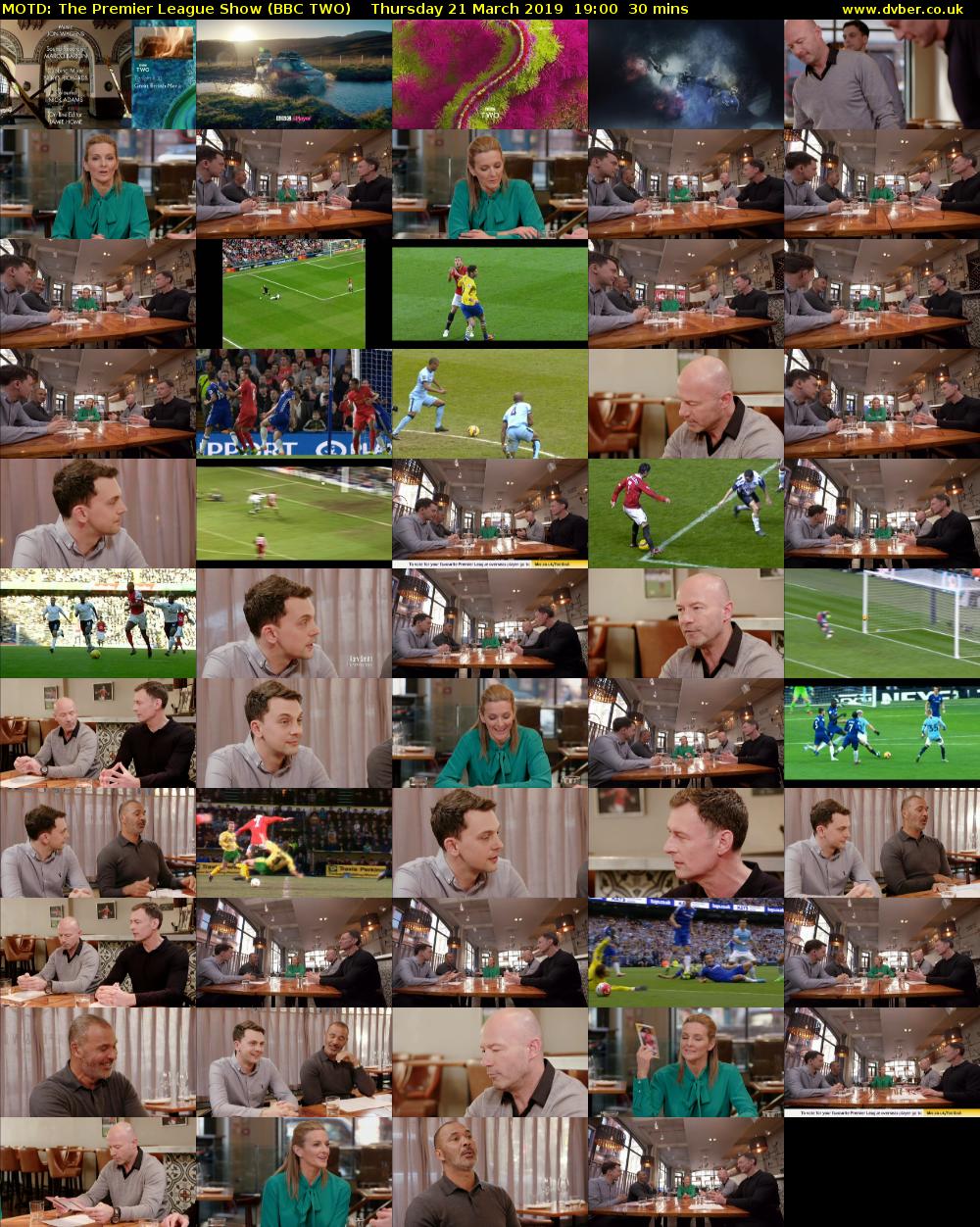 MOTD: The Premier League Show (BBC TWO) Thursday 21 March 2019 19:00 - 19:30