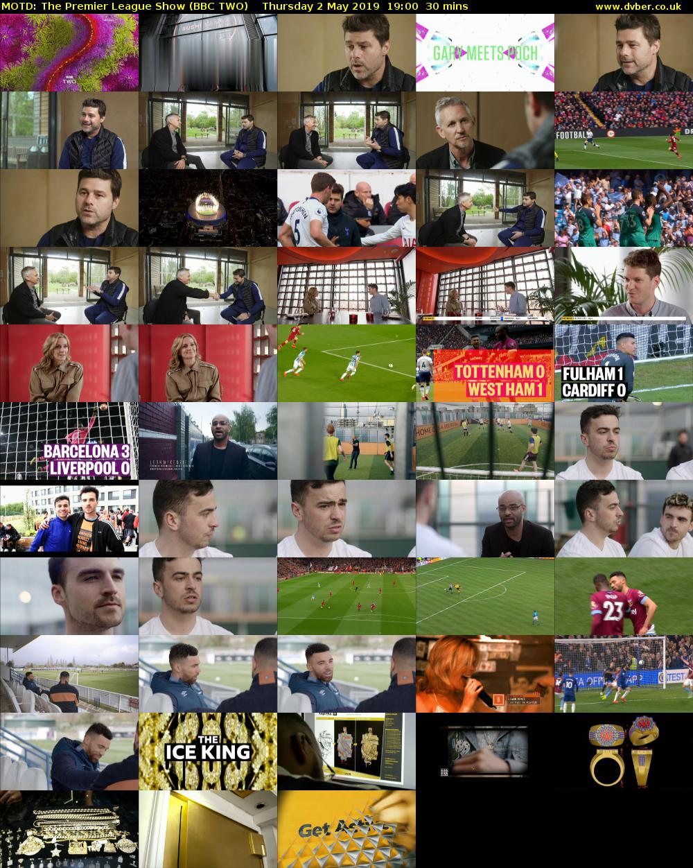 MOTD: The Premier League Show (BBC TWO) Thursday 2 May 2019 19:00 - 19:30