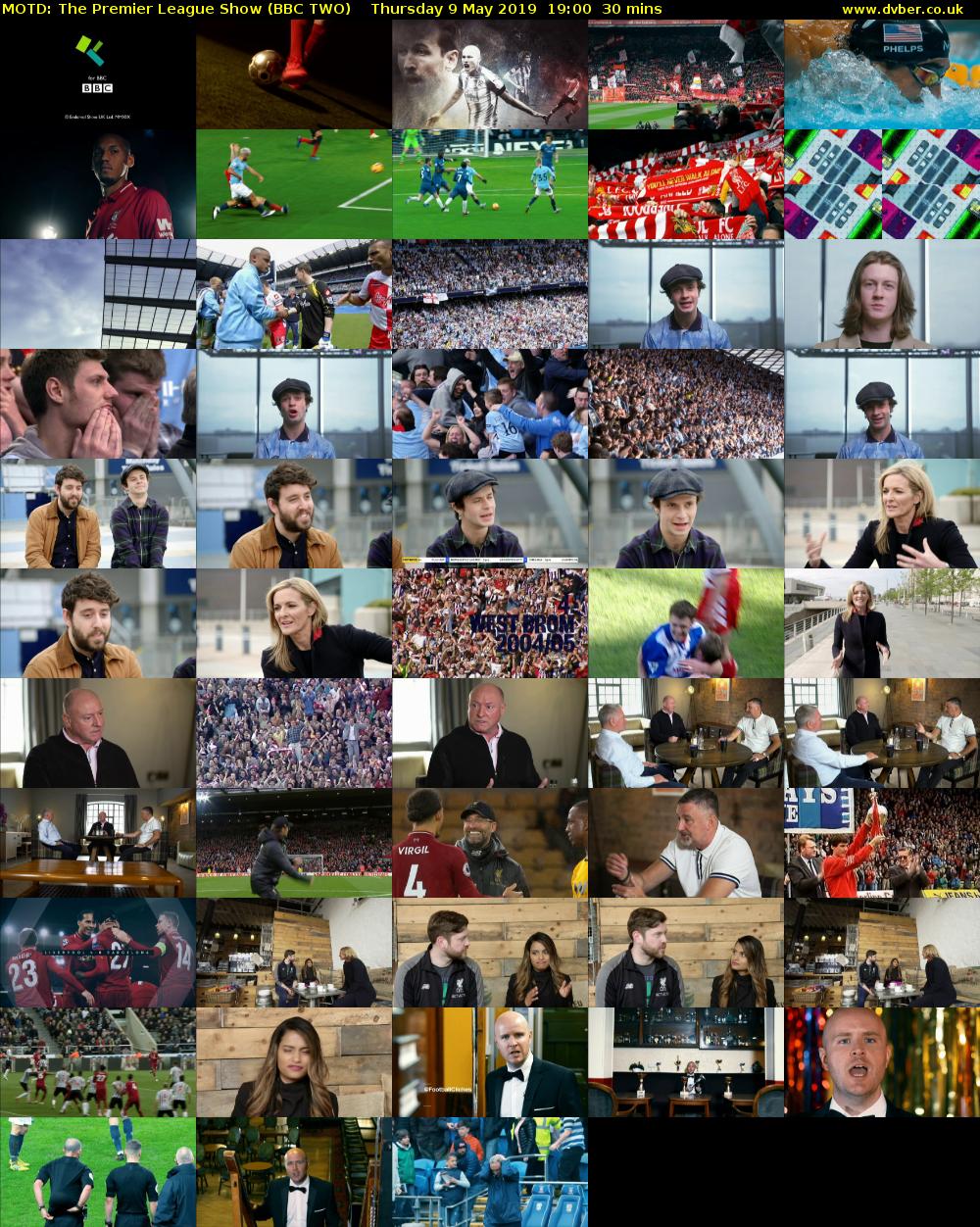 MOTD: The Premier League Show (BBC TWO) Thursday 9 May 2019 19:00 - 19:30