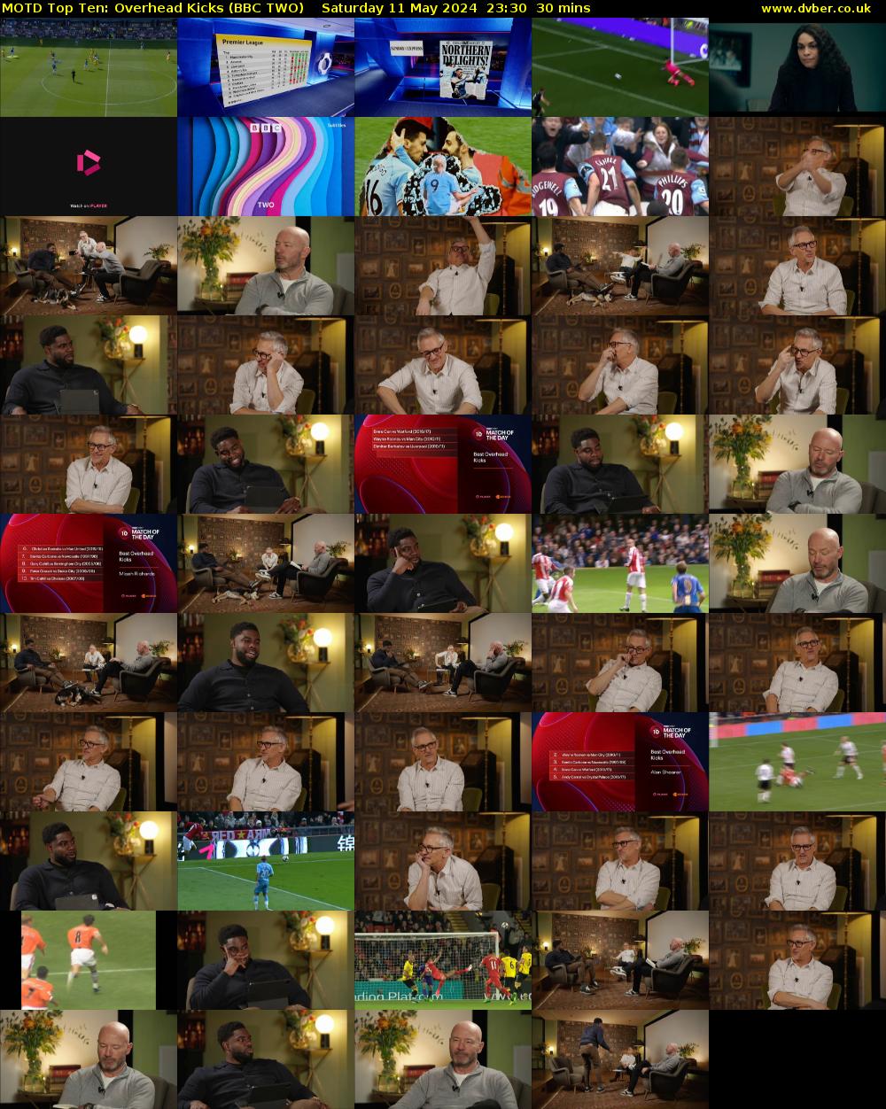 MOTD Top Ten: Overhead Kicks (BBC TWO) Saturday 11 May 2024 23:30 - 00:00