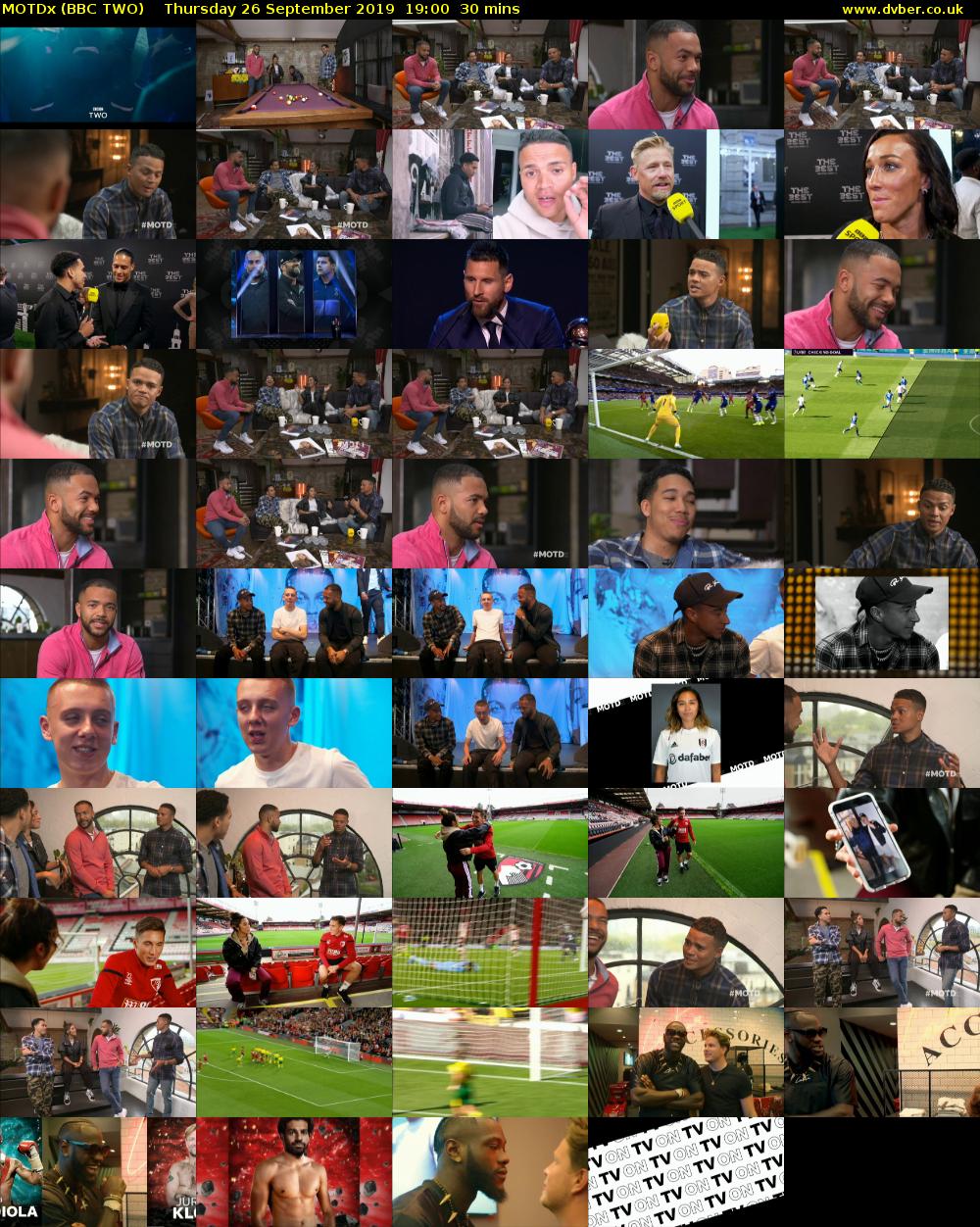 MOTDx (BBC TWO) Thursday 26 September 2019 19:00 - 19:30