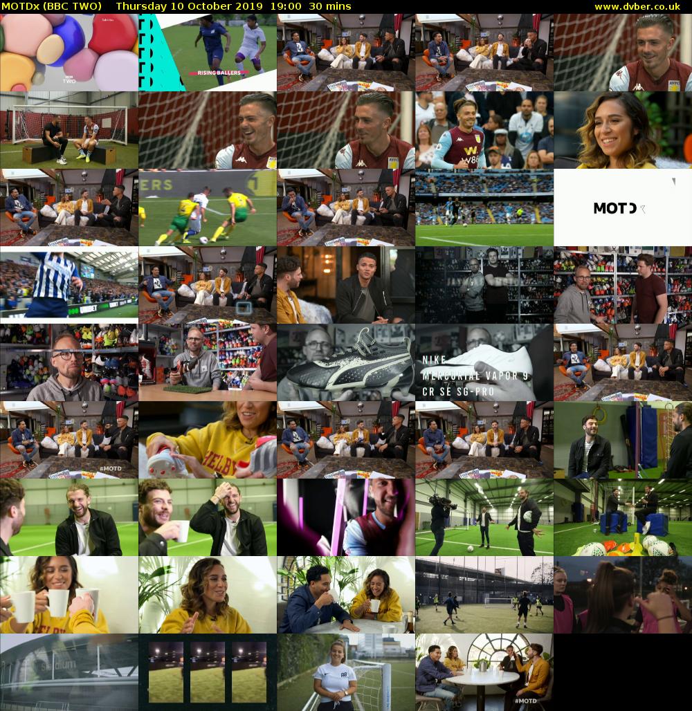 MOTDx (BBC TWO) Thursday 10 October 2019 19:00 - 19:30