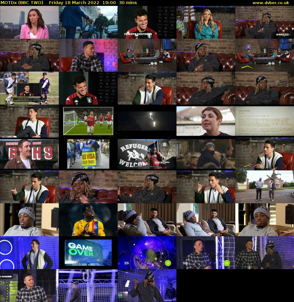 MOTDx (BBC TWO) Friday 18 March 2022 19:00 - 19:30