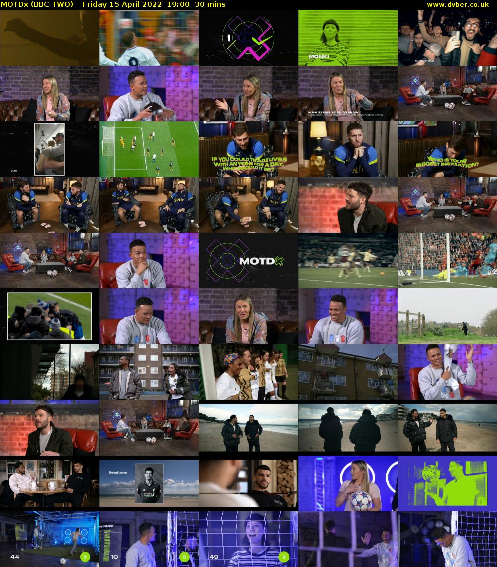 MOTDx (BBC TWO) Friday 15 April 2022 19:00 - 19:30
