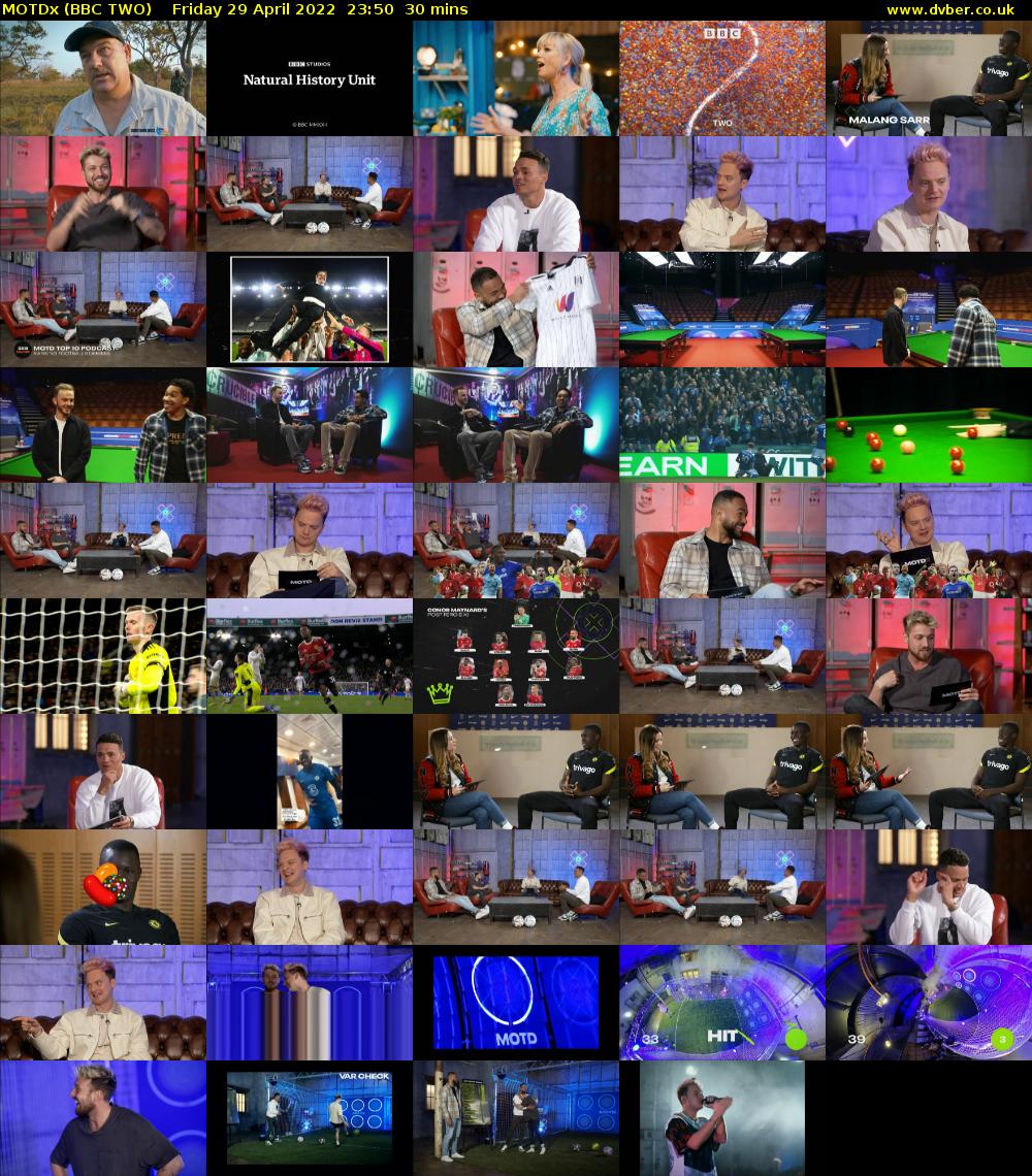 MOTDx (BBC TWO) Friday 29 April 2022 23:50 - 00:20