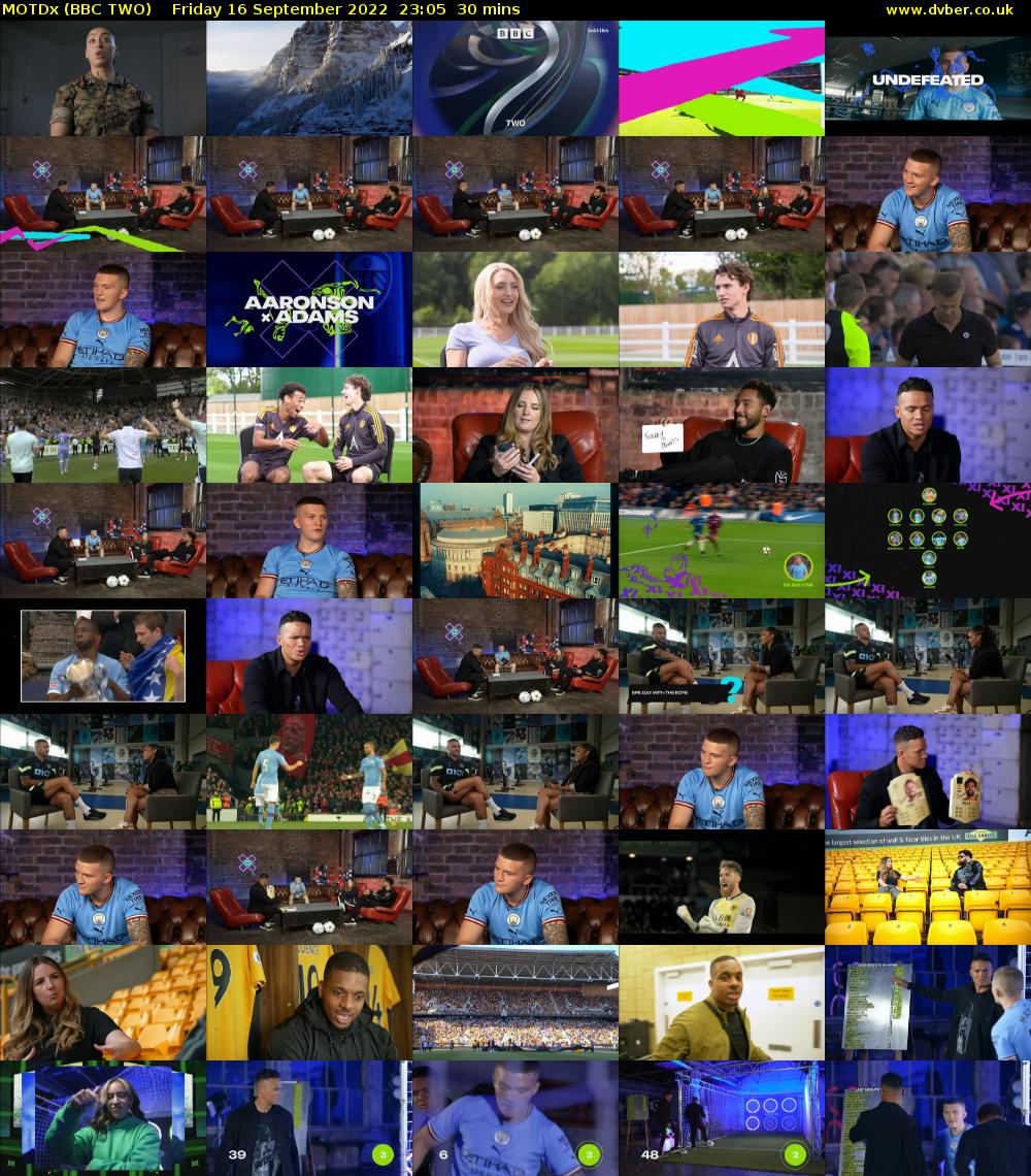 MOTDx (BBC TWO) Friday 16 September 2022 23:05 - 23:35