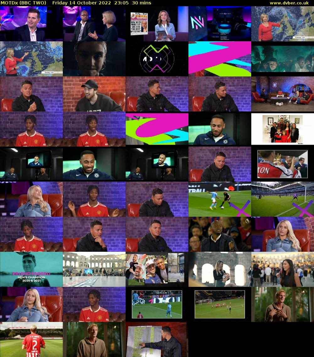 MOTDx (BBC TWO) Friday 14 October 2022 23:05 - 23:35