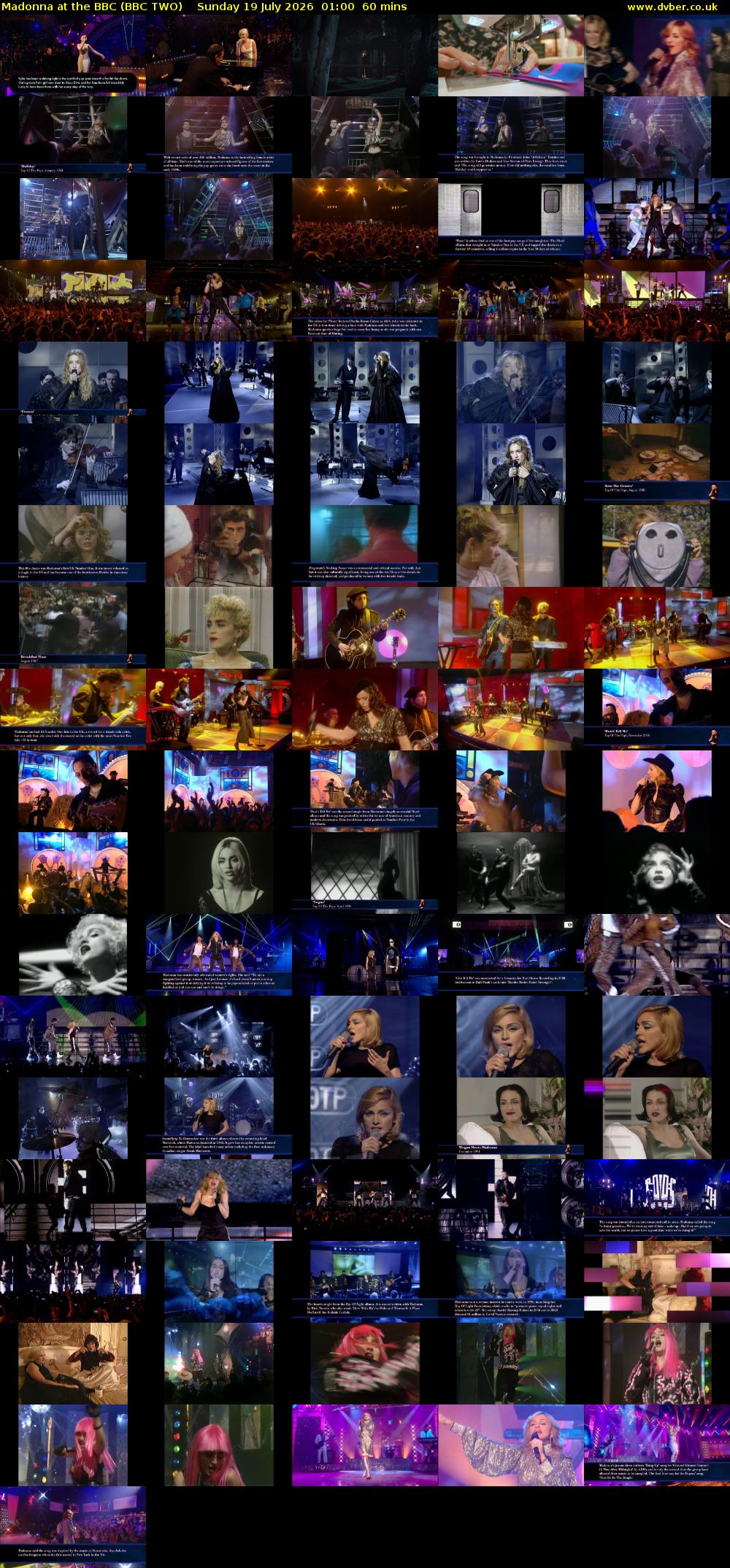 Madonna at the BBC (BBC TWO) Sunday 19 July 2026 01:00 - 02:00