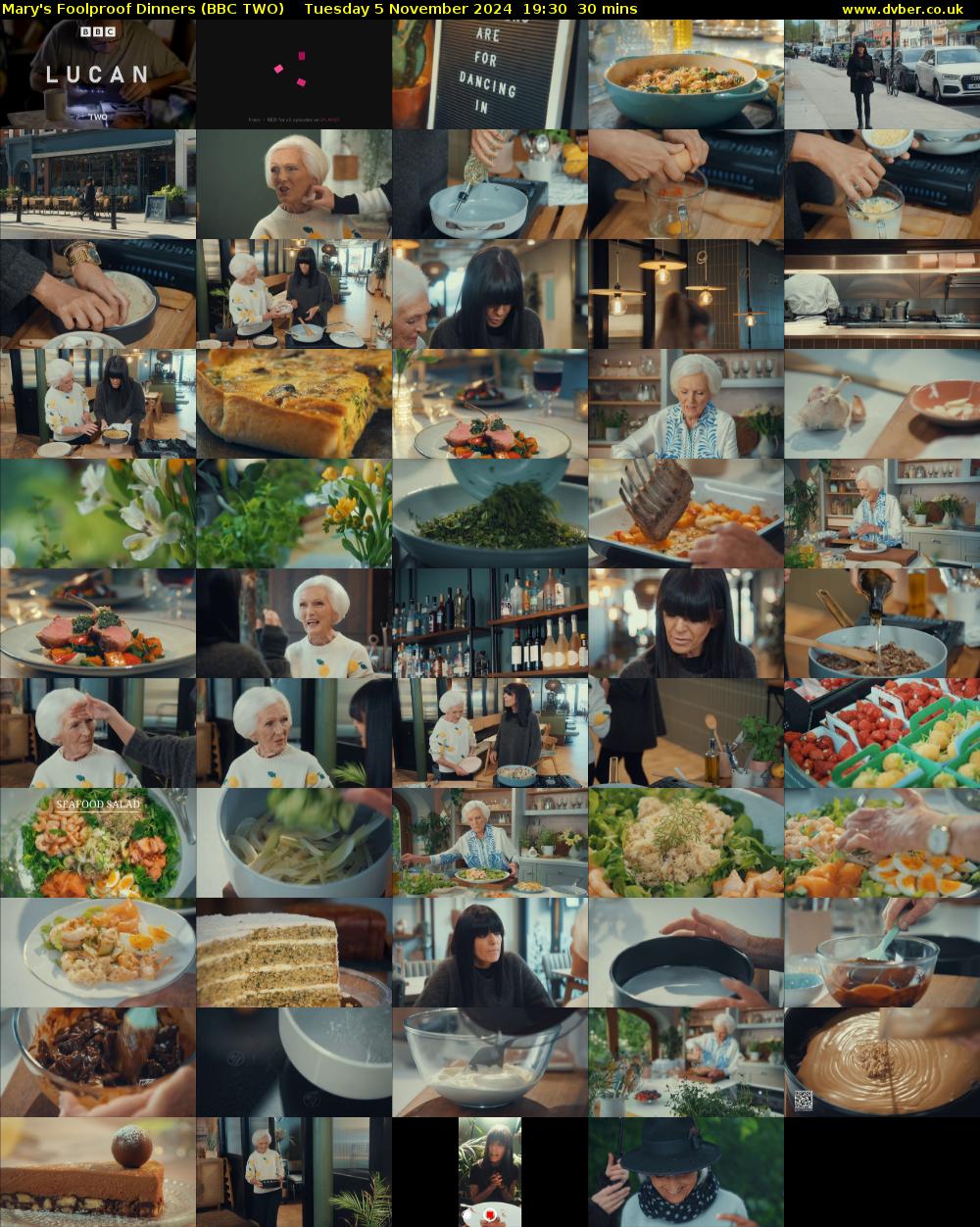 Mary's Foolproof Dinners (BBC TWO) Tuesday 5 November 2024 19:30 - 20:00