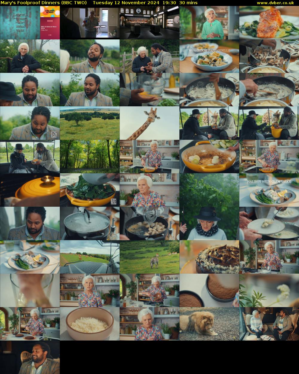 Mary's Foolproof Dinners (BBC TWO) Tuesday 12 November 2024 19:30 - 20:00