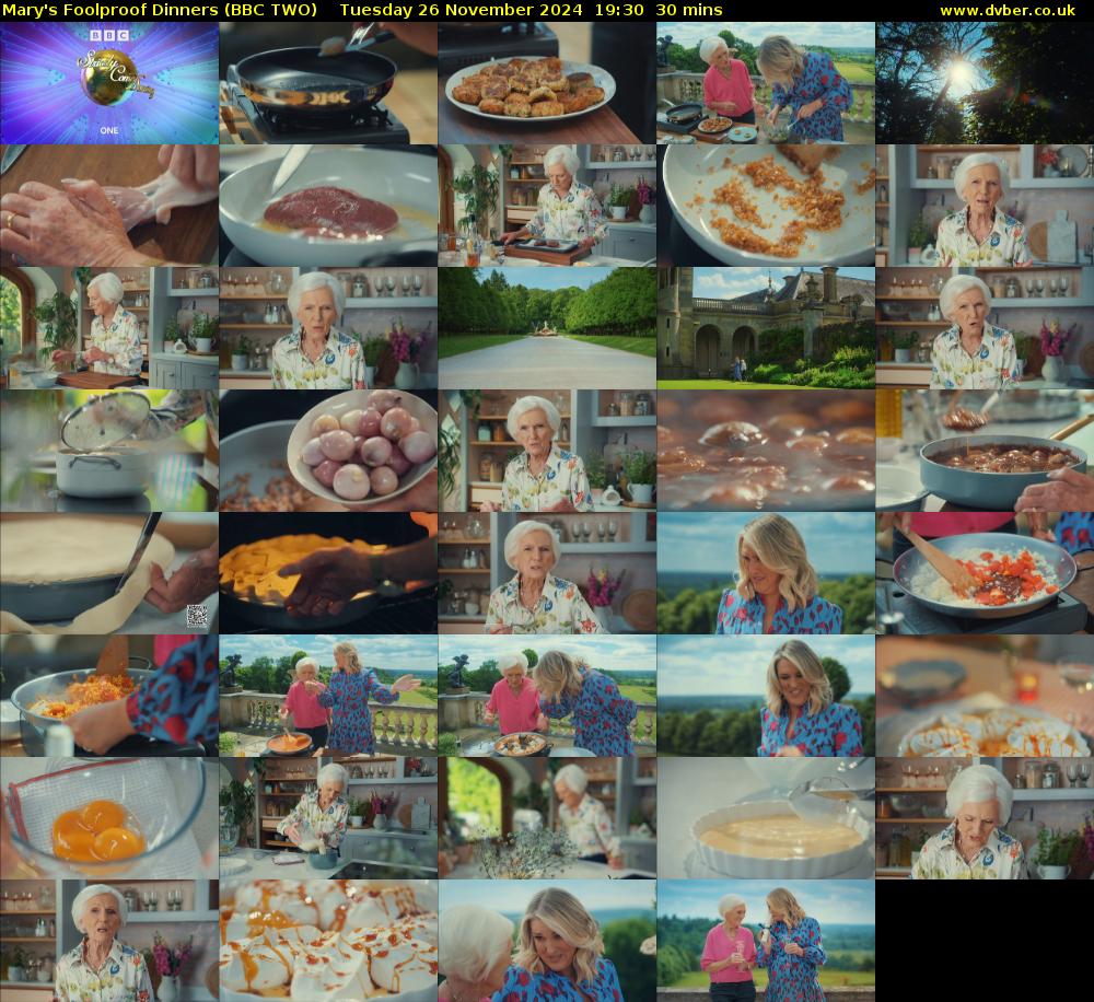 Mary's Foolproof Dinners (BBC TWO) Tuesday 26 November 2024 19:30 - 20:00