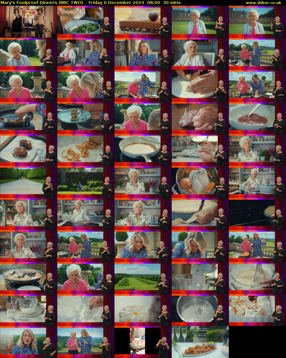 Mary's Foolproof Dinners (BBC TWO) Friday 6 December 2024 08:00 - 08:30
