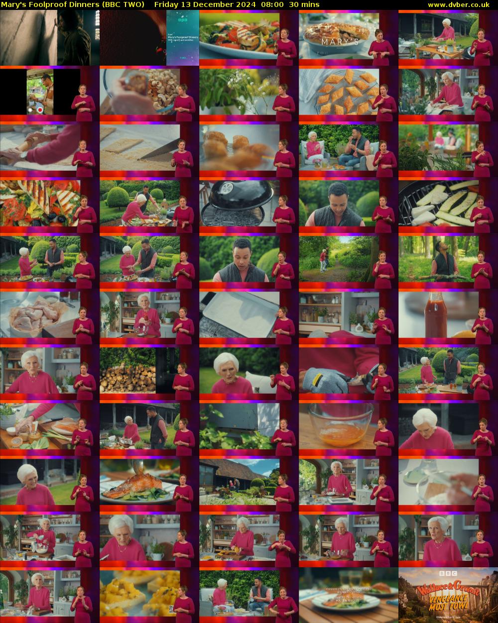 Mary's Foolproof Dinners (BBC TWO) Friday 13 December 2024 08:00 - 08:30
