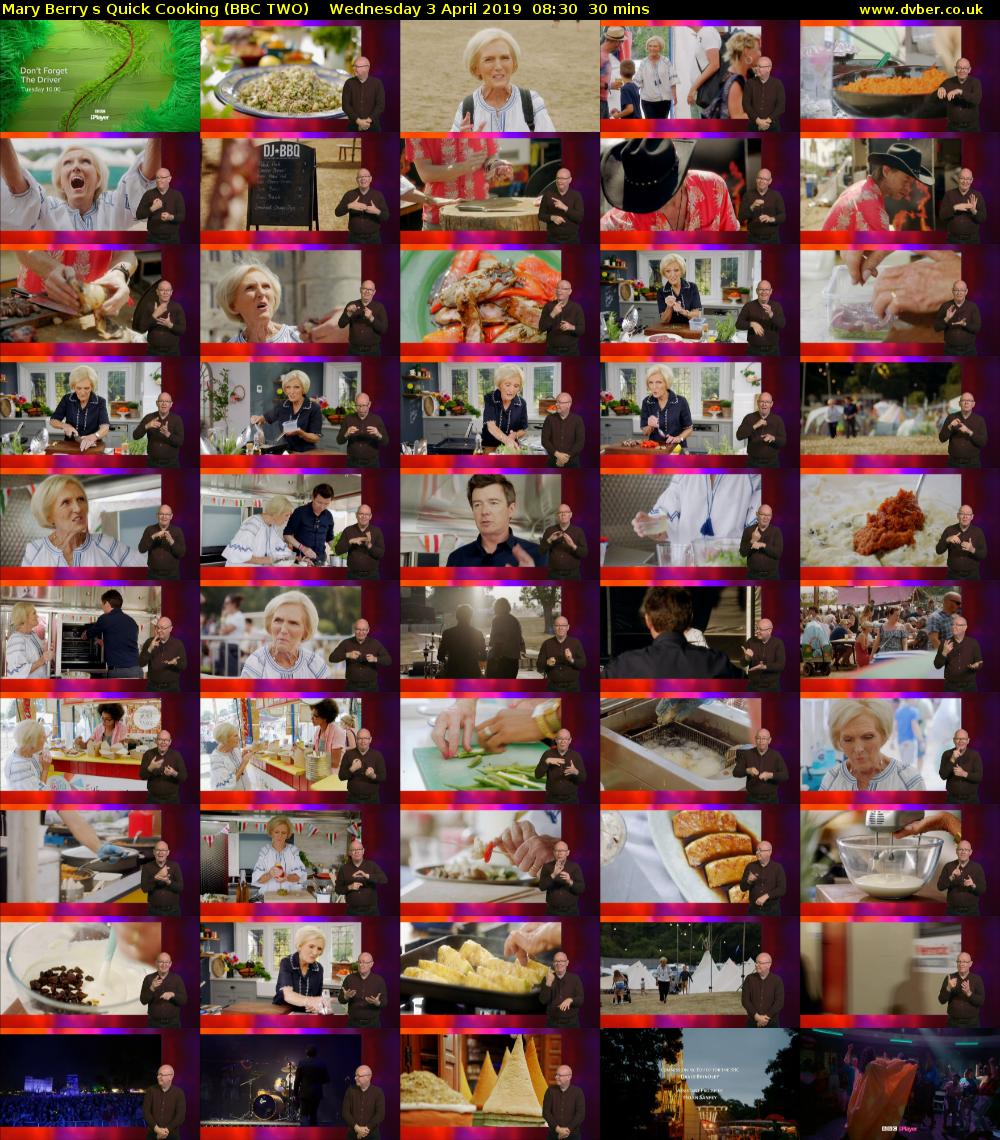 Mary Berrys Quick Cooking (BBC TWO) Wednesday 3 April 2019 08:30 - 09:00