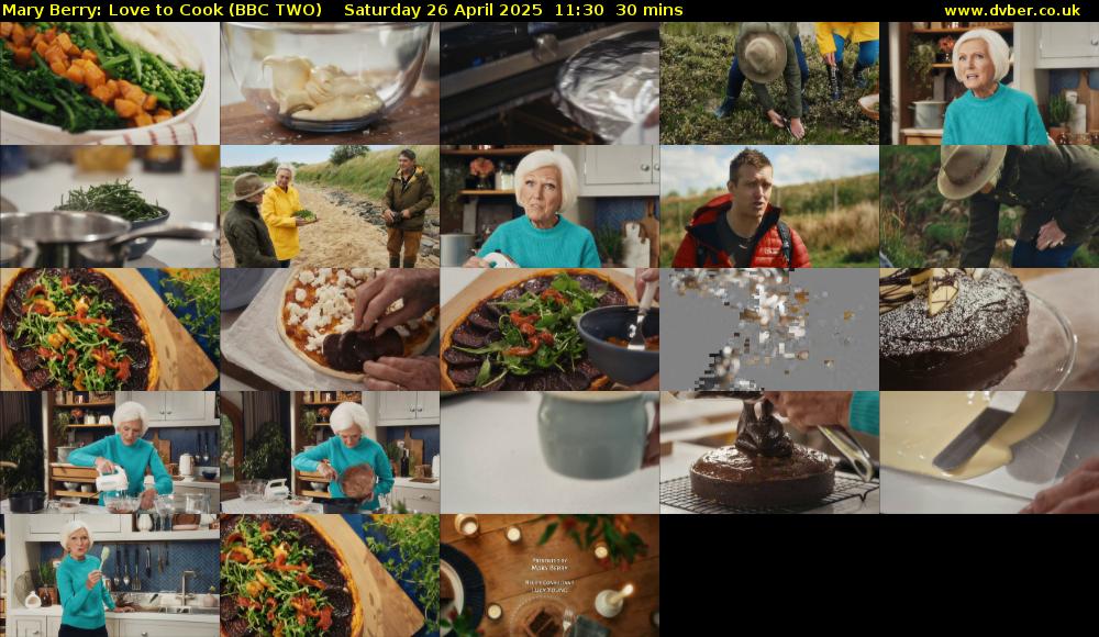 Mary Berry: Love to Cook (BBC TWO) Saturday 26 April 2025 11:30 - 12:00