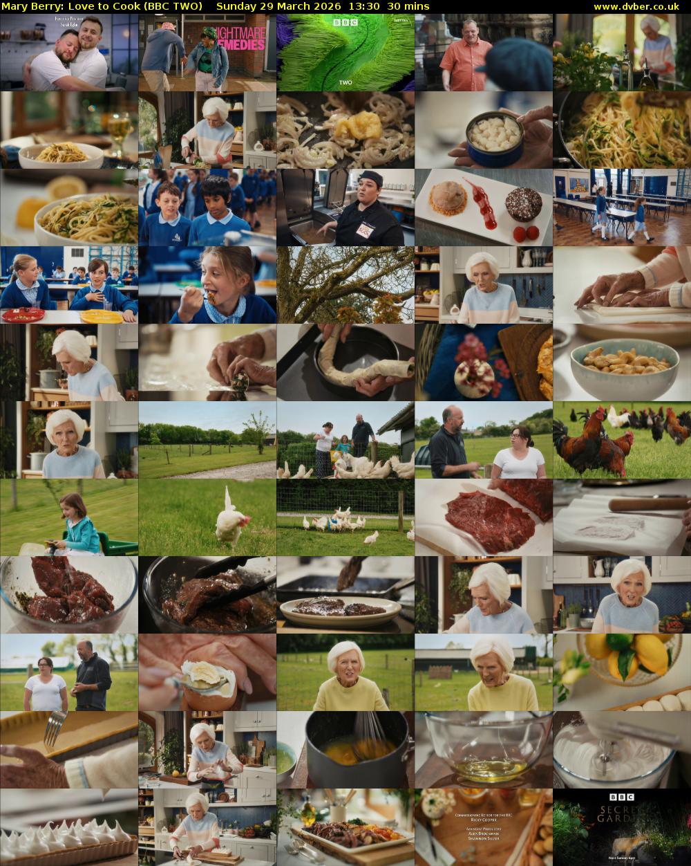 Mary Berry: Love to Cook (BBC TWO) Sunday 29 March 2026 13:30 - 14:00