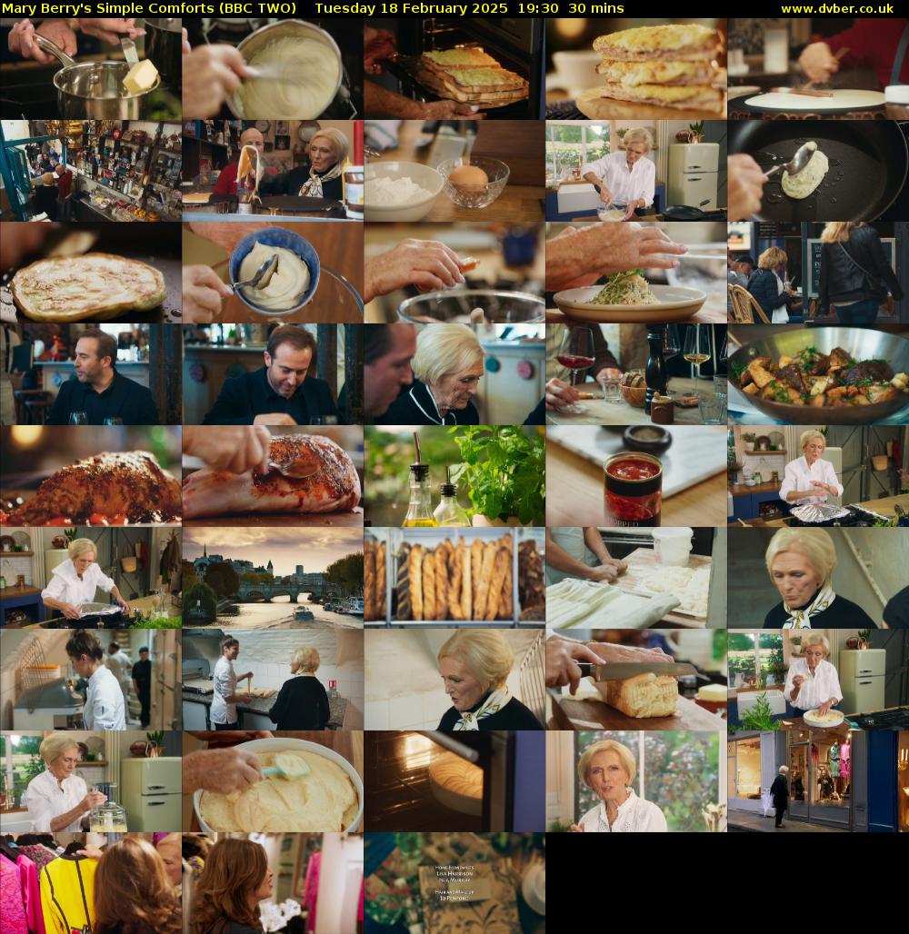 Mary Berry's Simple Comforts (BBC TWO) Tuesday 18 February 2025 19:30 - 20:00