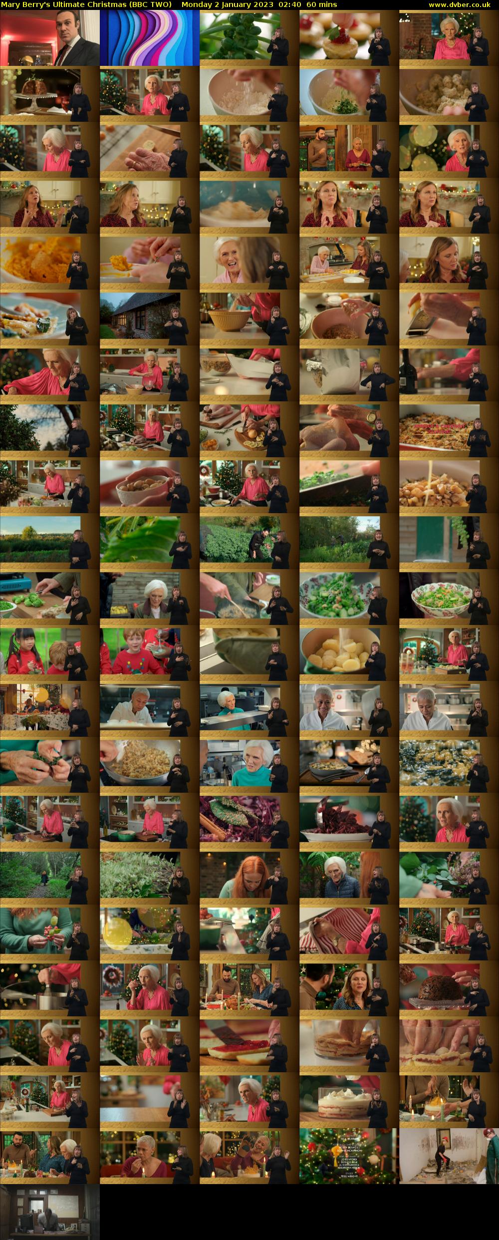Mary Berry's Ultimate Christmas (BBC TWO) Monday 2 January 2023 02:40 - 03:40
