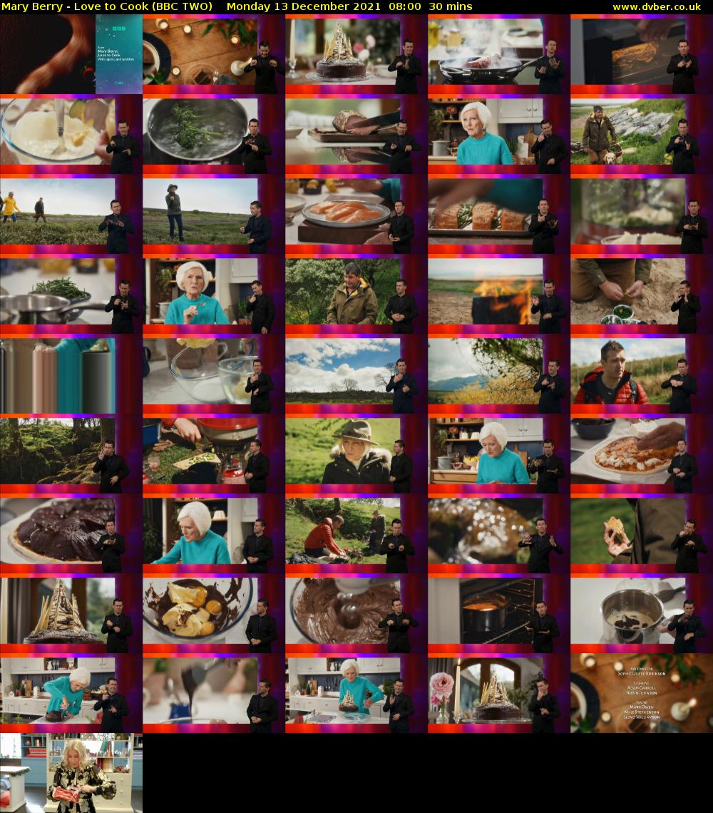 Mary Berry - Love to Cook (BBC TWO) Monday 13 December 2021 08:00 - 08:30