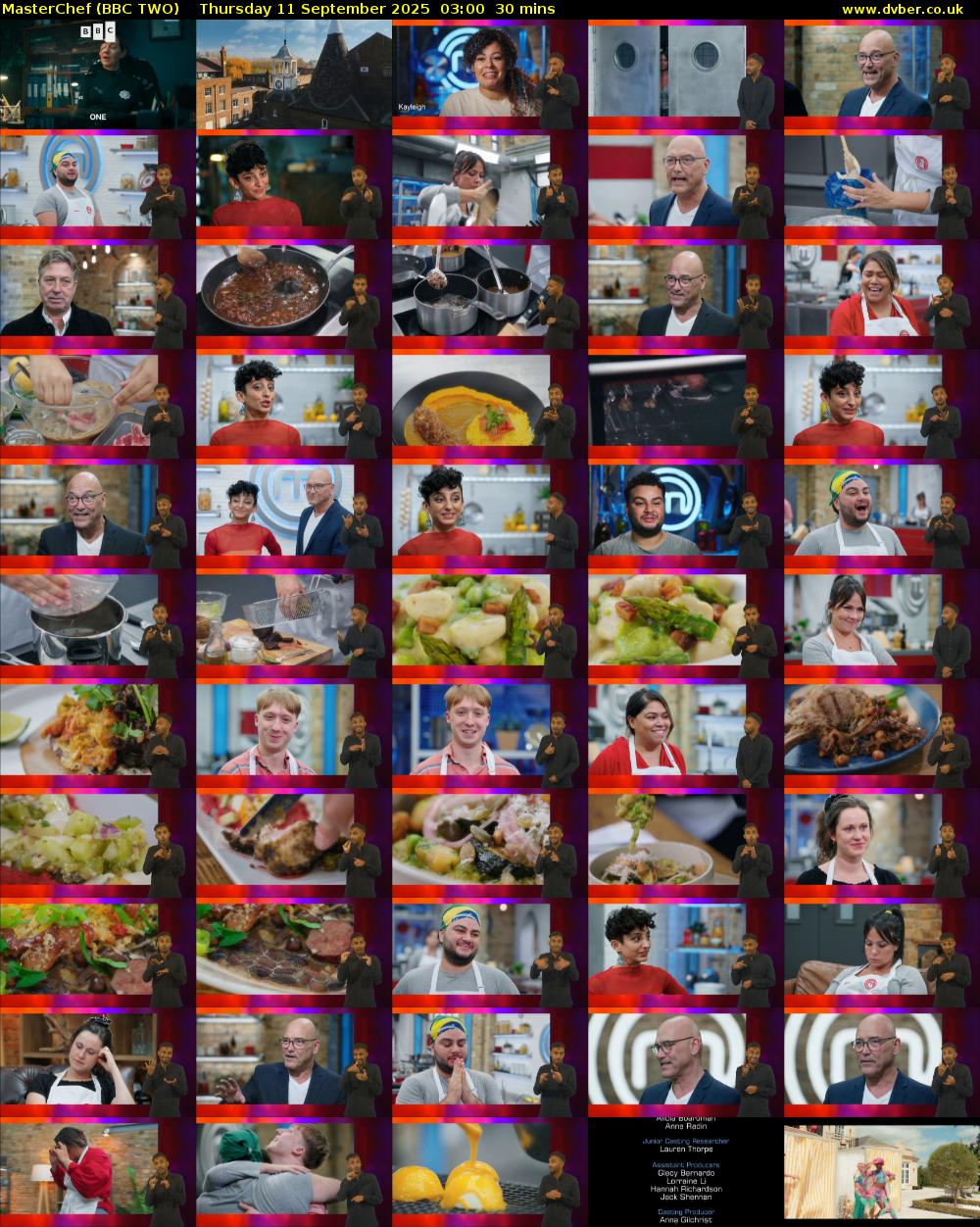 MasterChef (BBC TWO) Thursday 11 September 2025 03:00 - 03:30
