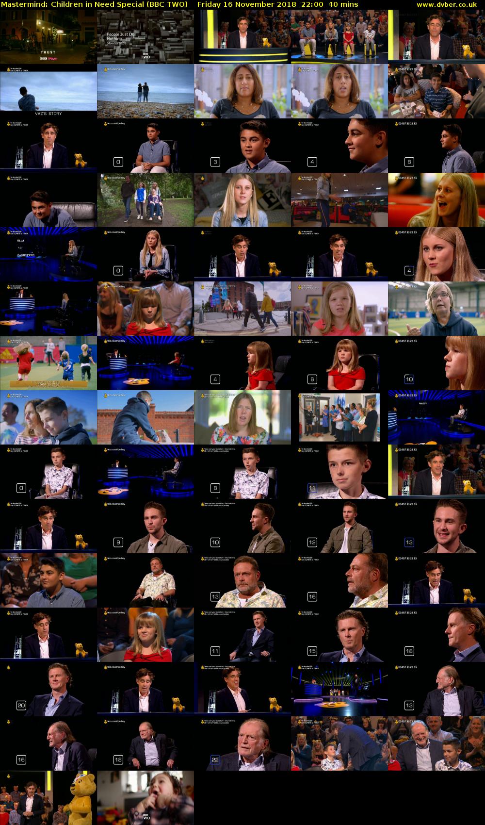 Mastermind: Children in Need Special (BBC TWO) Friday 16 November 2018 22:00 - 22:40