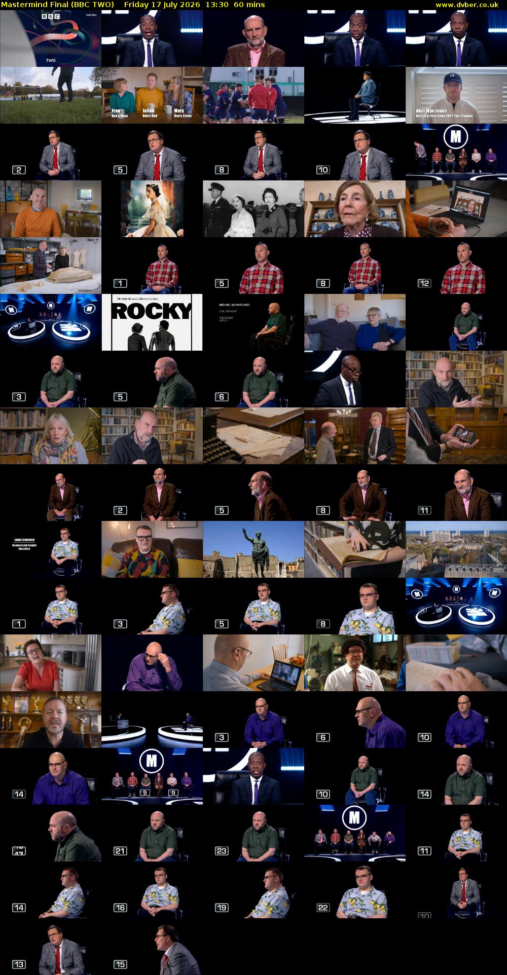 Mastermind Final (BBC TWO) Friday 17 July 2026 13:30 - 14:30