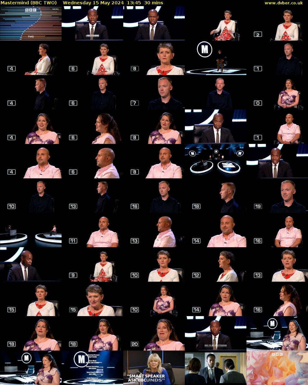Mastermind (BBC TWO) Wednesday 15 May 2024 13:45 - 14:15