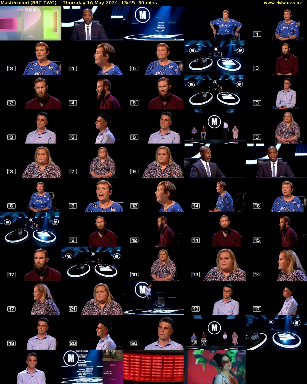 Mastermind (BBC TWO) Thursday 16 May 2024 13:45 - 14:15