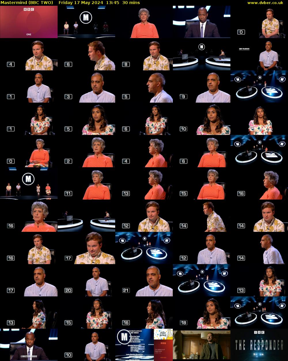 Mastermind (BBC TWO) Friday 17 May 2024 13:45 - 14:15