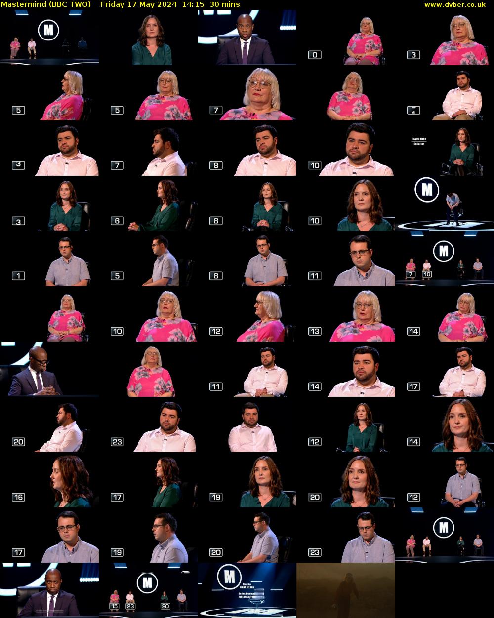 Mastermind (BBC TWO) Friday 17 May 2024 14:15 - 14:45