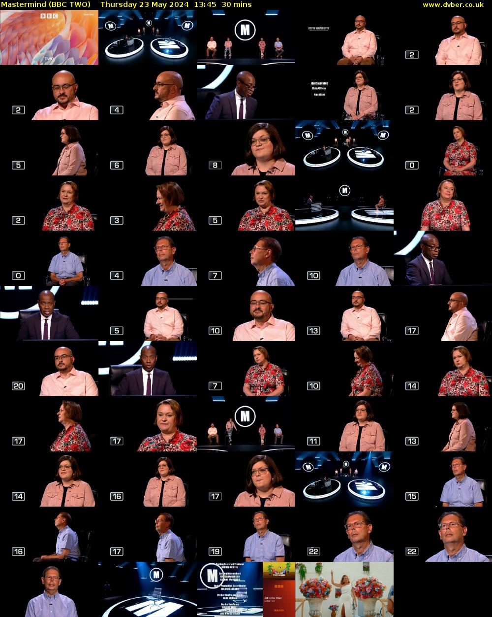 Mastermind (BBC TWO) Thursday 23 May 2024 13:45 - 14:15