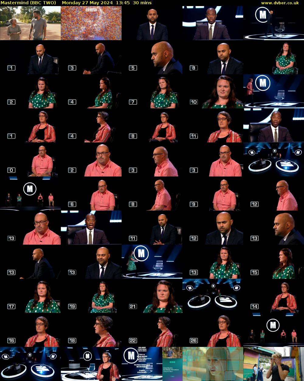 Mastermind (BBC TWO) Monday 27 May 2024 13:45 - 14:15